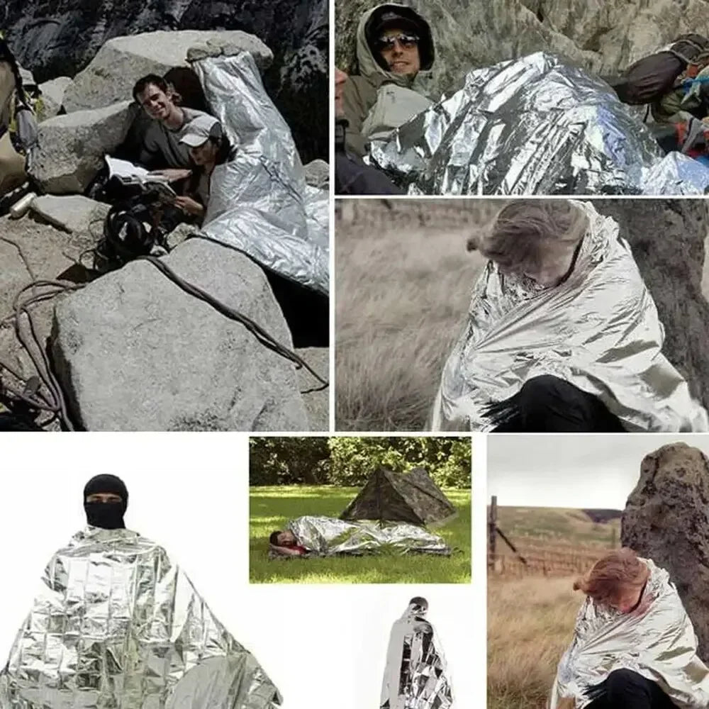 Notfall-Thermo-Poncho-Decke, leicht, faltbar, wasserabweisend