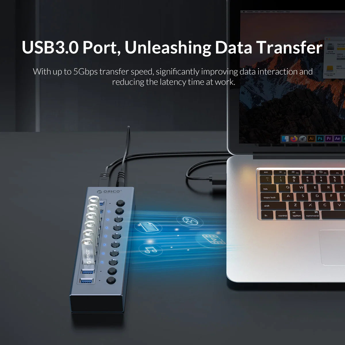 ORIHUB™ – 7/10/13/16-Port USB 3.0 Smart Hub mit Stromversorgung