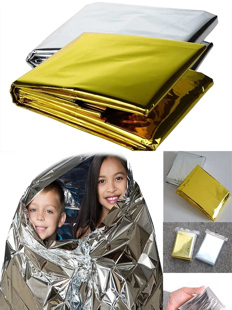 Notfall-Thermo-Poncho-Decke, leicht, faltbar, wasserabweisend