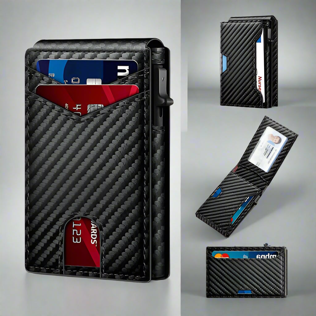 RFID card holder wallet, best small RFID wallet, leather minimalist credit card protection