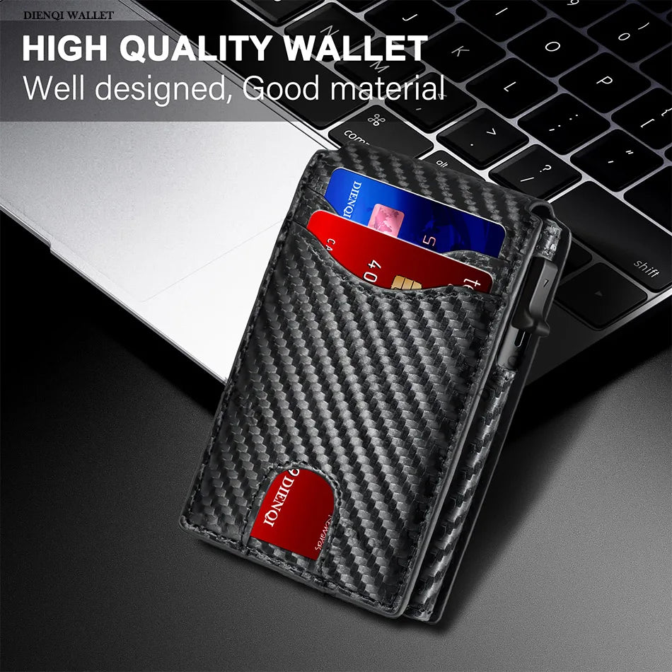 RFID card holder wallet, best small RFID wallet, leather minimalist credit card protection