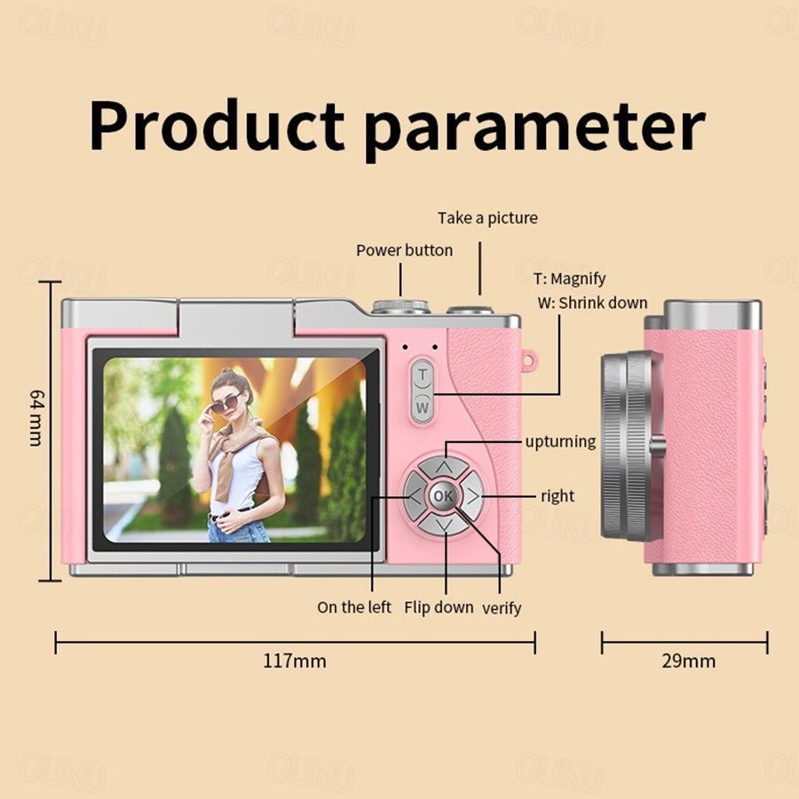 4K HD digitale camera met roterend scherm - Leg het leven vast in verbluffende details
