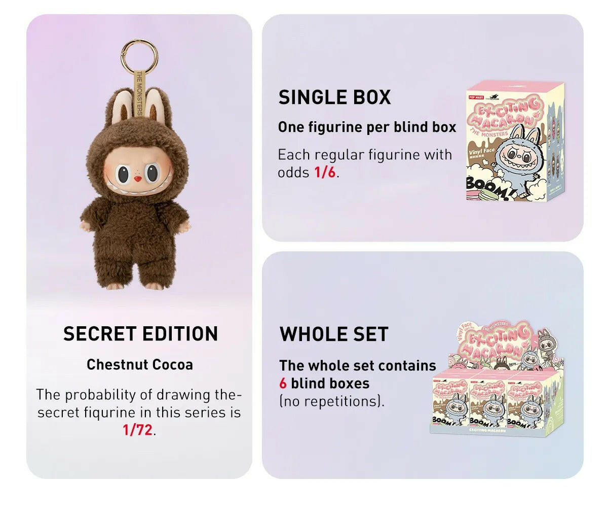 Labubu Macaron collectible figure alongside Walter White Funko Pop and Squid Game Funko Pop for collectors.