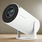 HY300 Pro Android Projector displaying 4K LED visuals for media rooms, a top choice among affordable home projectors.
