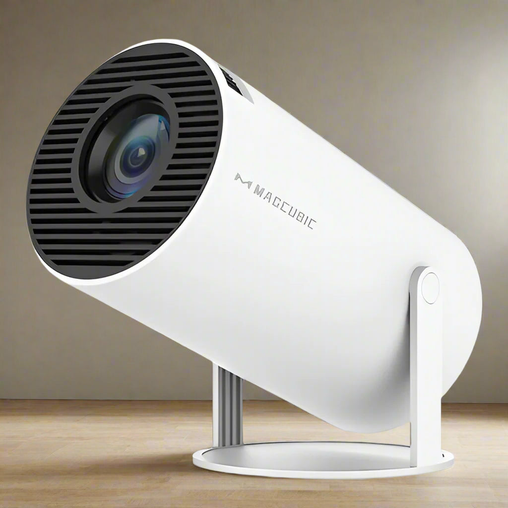 HY300 Pro Android Projector displaying 4K LED visuals for media rooms, a top choice among affordable home projectors.