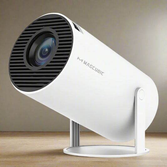 HY300 Pro Android Projector displaying 4K LED visuals for media rooms, a top choice among affordable home projectors.