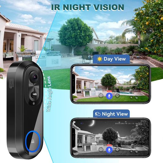 Tuya™ 5G/2.4G WiFi Smart Video Doorbell Camera with 7000mAh Battery.