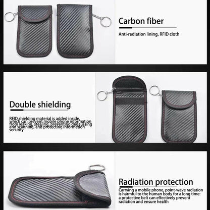 Premium car key protection case with RFID blocking technology for enhanced security and anti-theft measures.