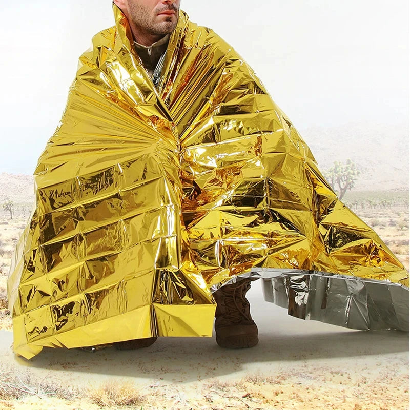 Notfall-Thermo-Poncho-Decke, leicht, faltbar, wasserabweisend