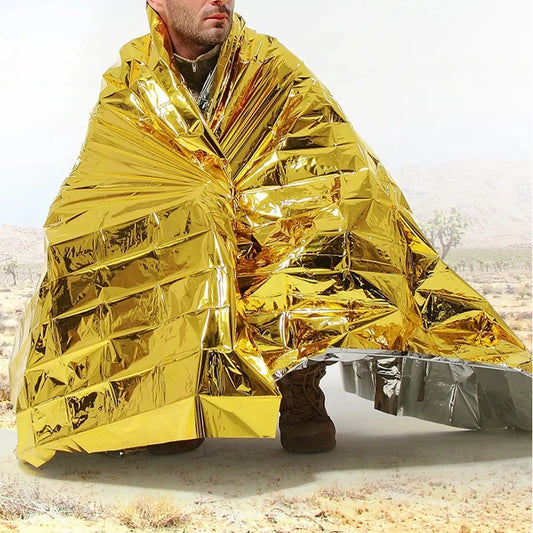 Notfall-Thermo-Poncho-Decke, leicht, faltbar, wasserabweisend