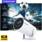 HY300 Pro Android Projector displaying 4K LED visuals for media rooms, a top choice among affordable home projectors.