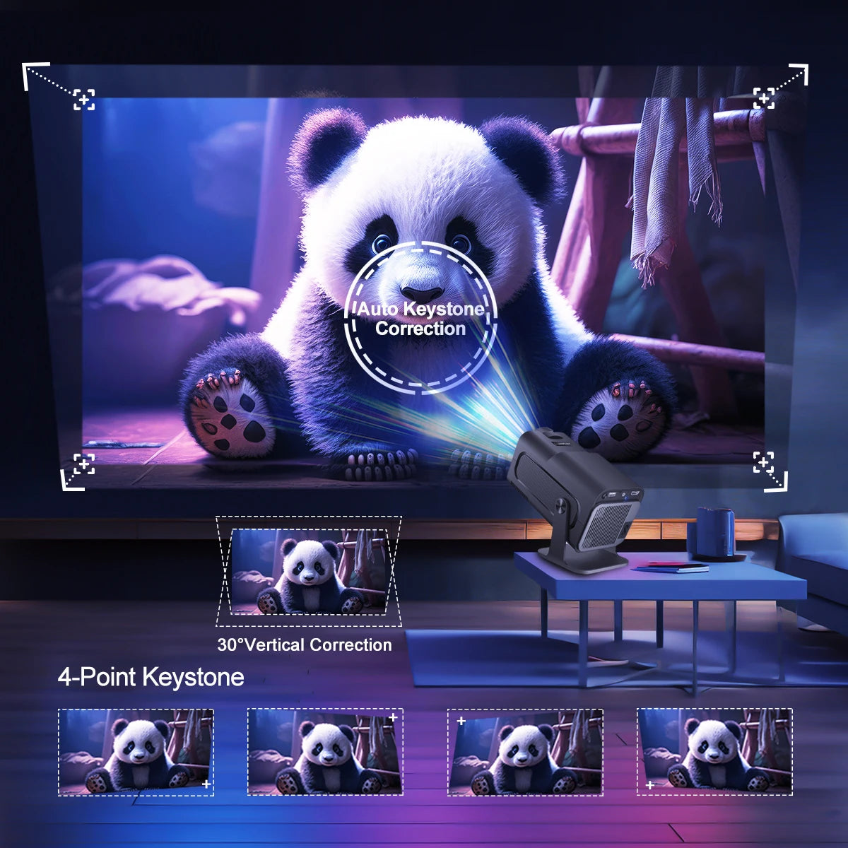 4K Android Projector HY320 displaying vibrant images with advanced home theater technology for cinematic experiences