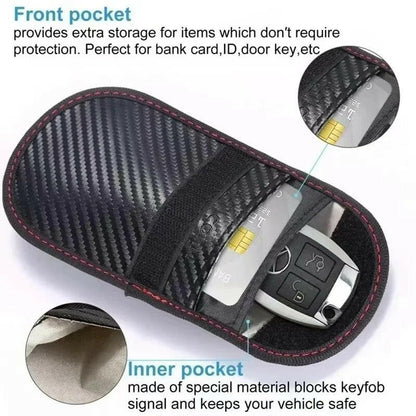 Premium car key protection case with RFID blocking technology for enhanced security and anti-theft measures.