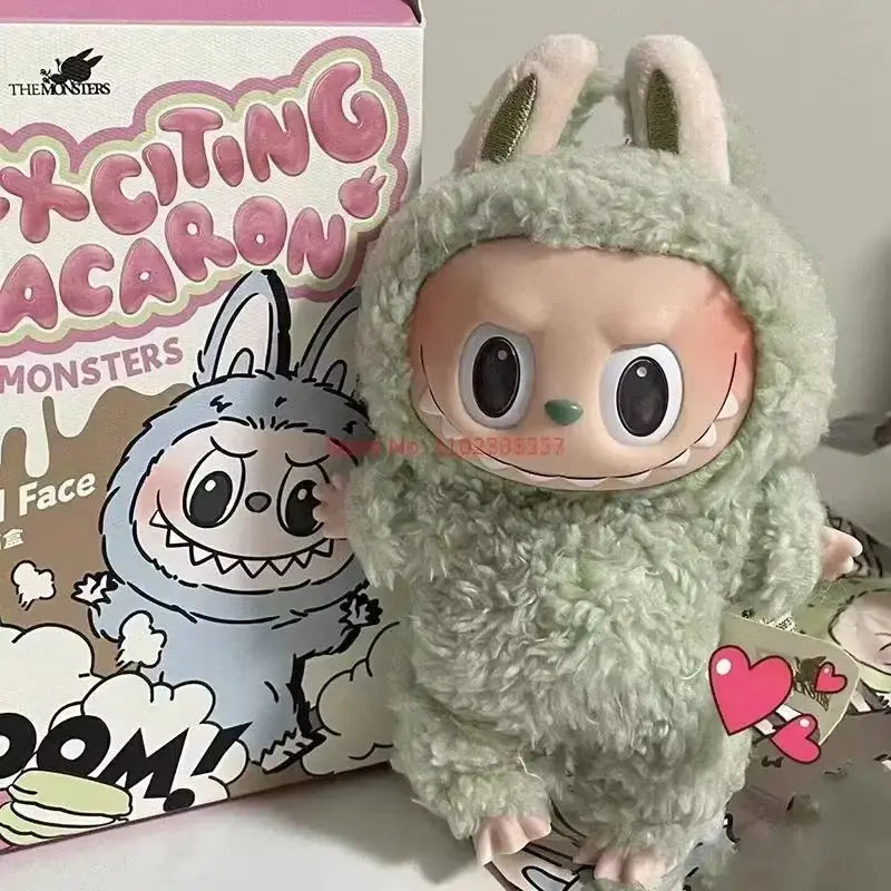 Labubu Macaron collectible figure alongside Walter White Funko Pop and Squid Game Funko Pop for collectors.