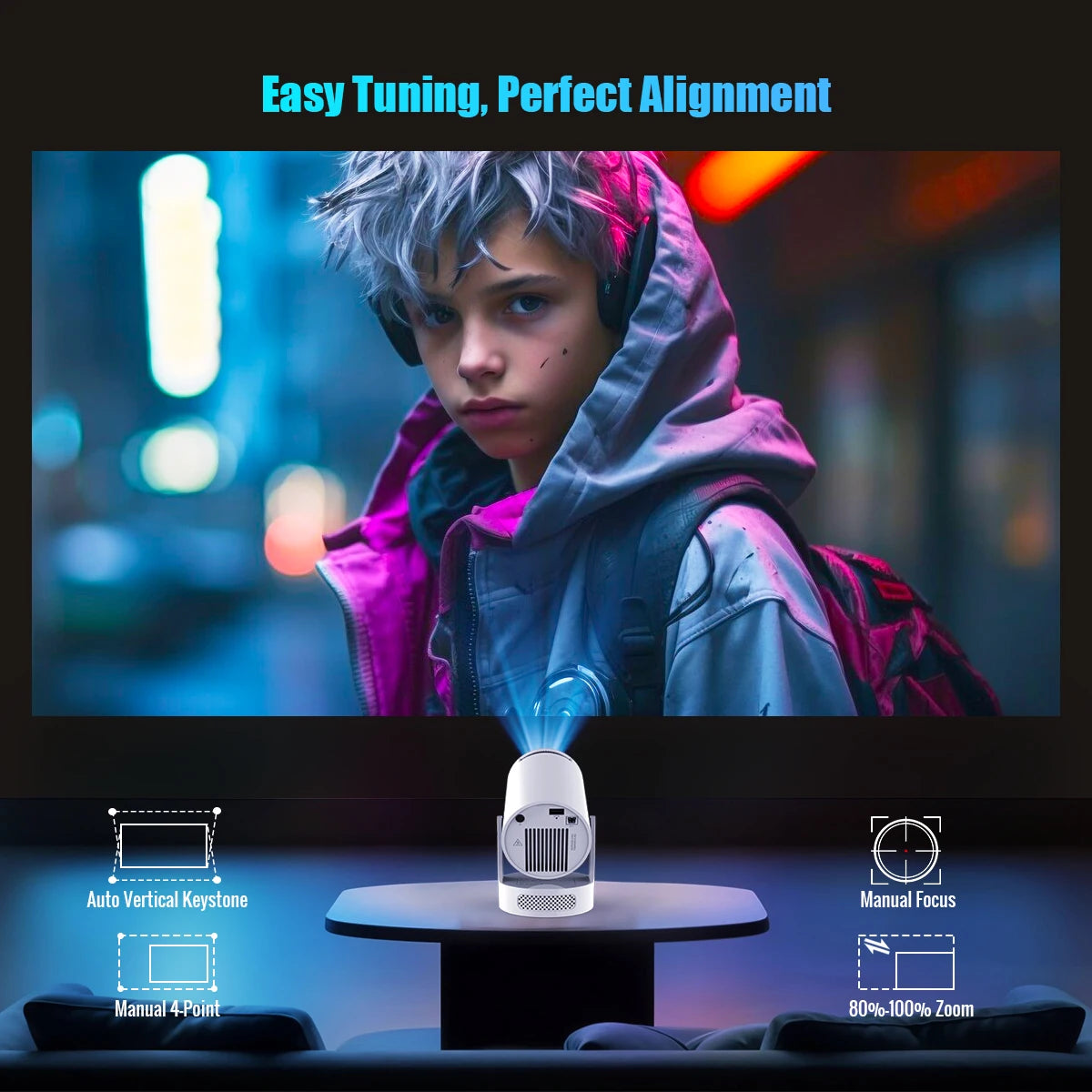 4K WiFi HY300 PRO+ Smart Projector, mini projector for mobile, and best portable projector under $200