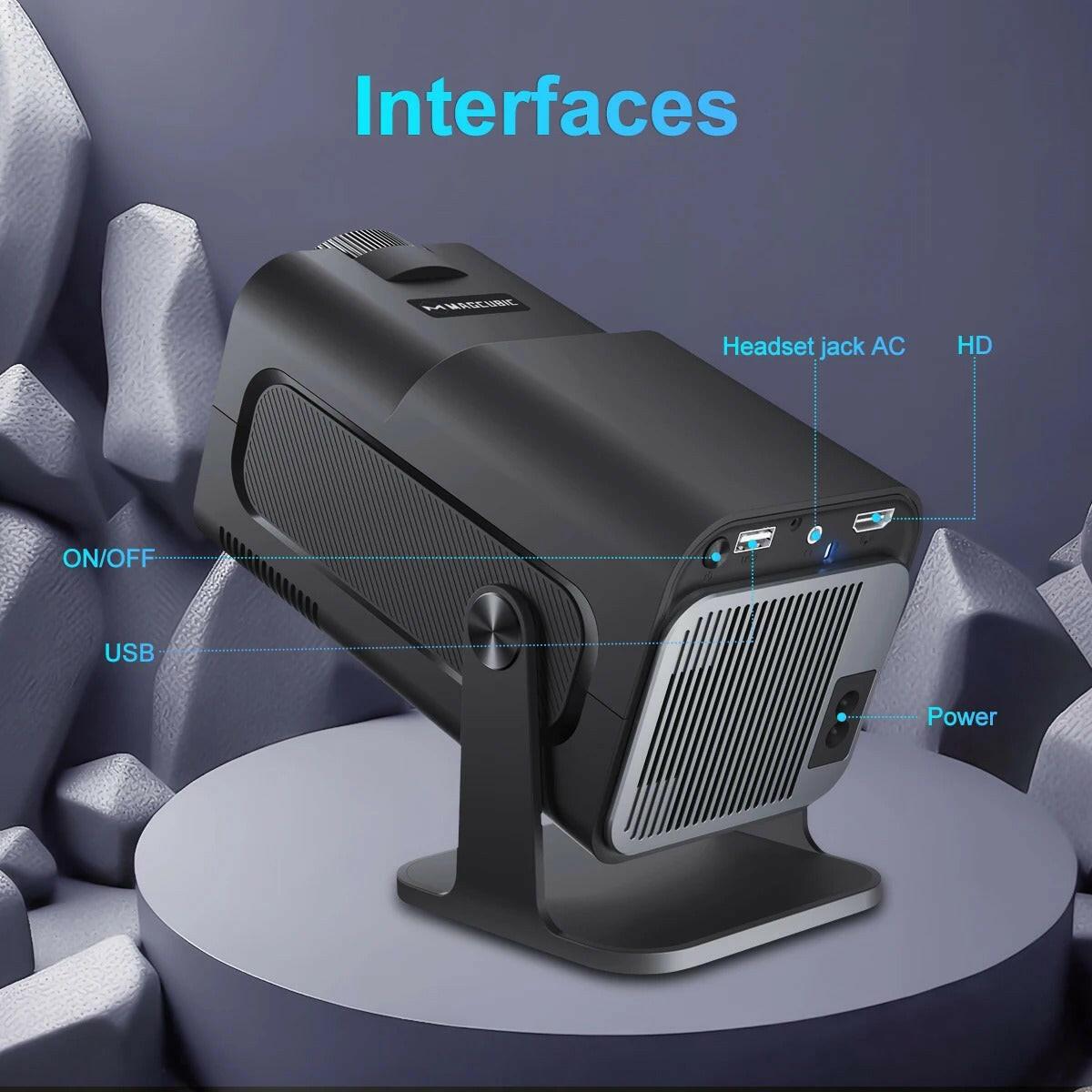4K Android Projector HY320 displaying vibrant images with advanced home theater technology for cinematic experiences