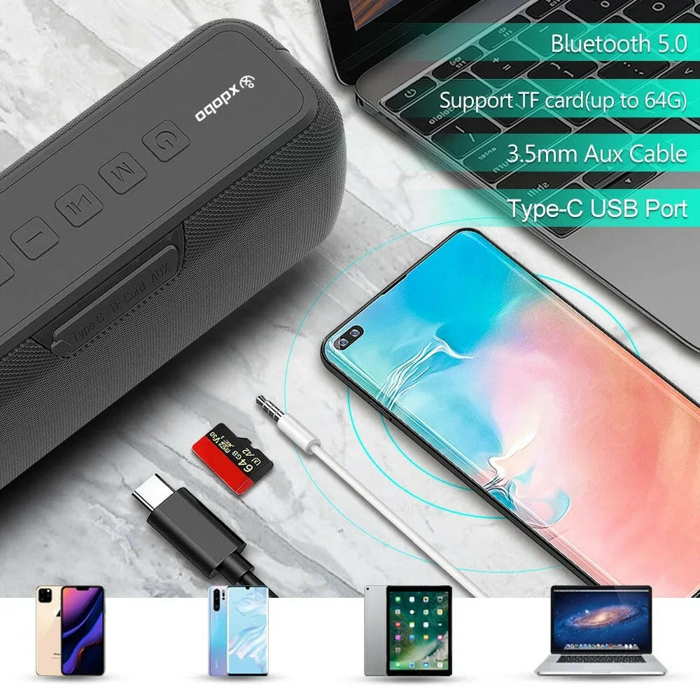 Portable Bluetooth speakers with built-in power bank feature, ideal wireless speakers for travel and outdoor use.