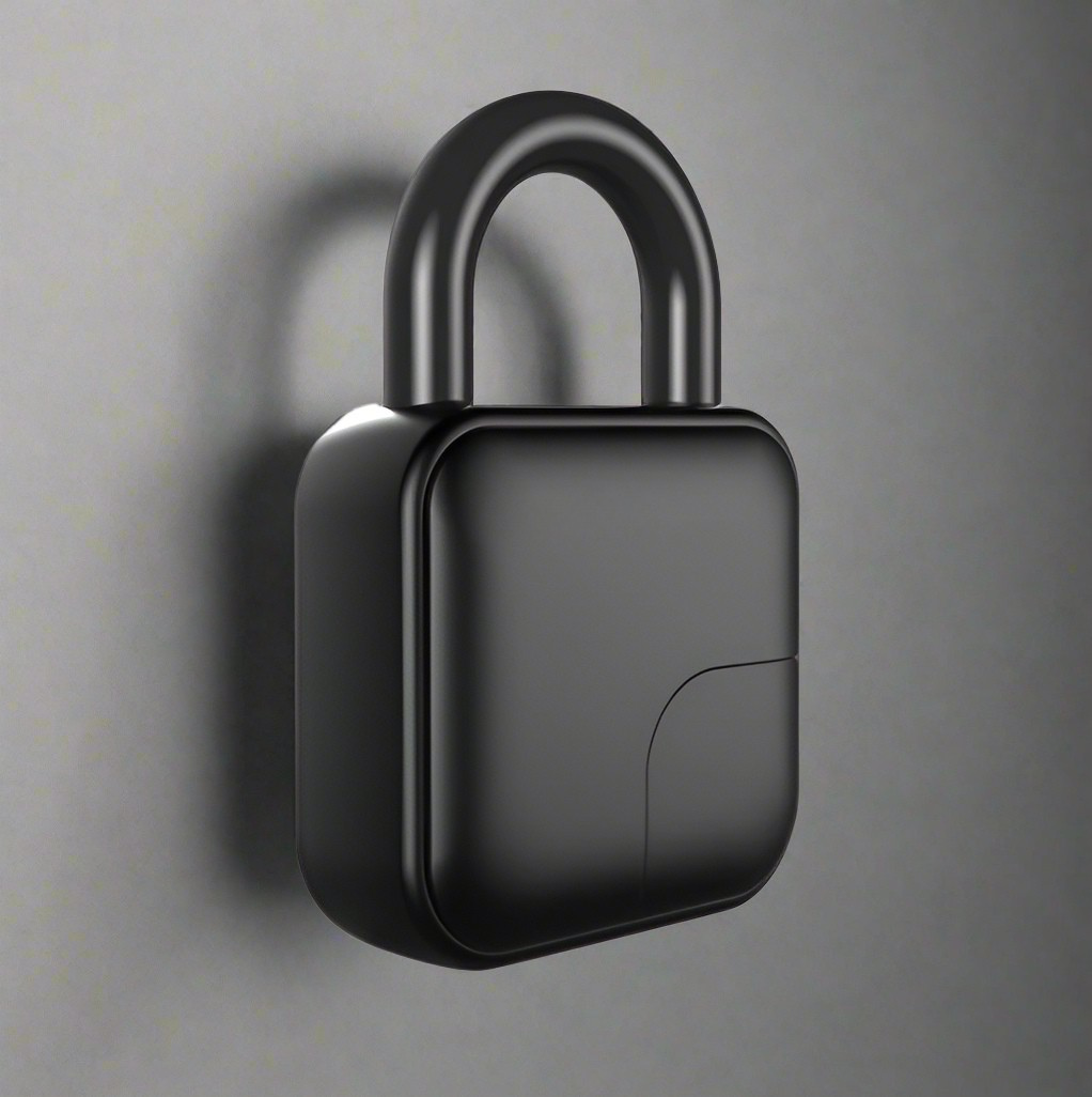 Smart waterproof fingerprint padlock with advanced sensor, key access, and biometric security for enhanced protection.