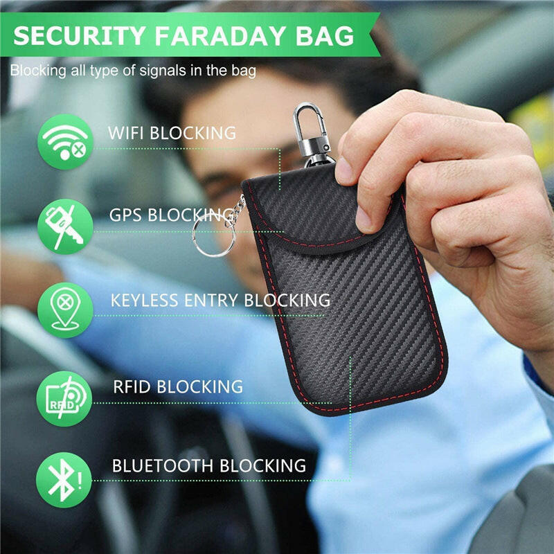 Premium car key protection case with RFID blocking technology for enhanced security and anti-theft measures.