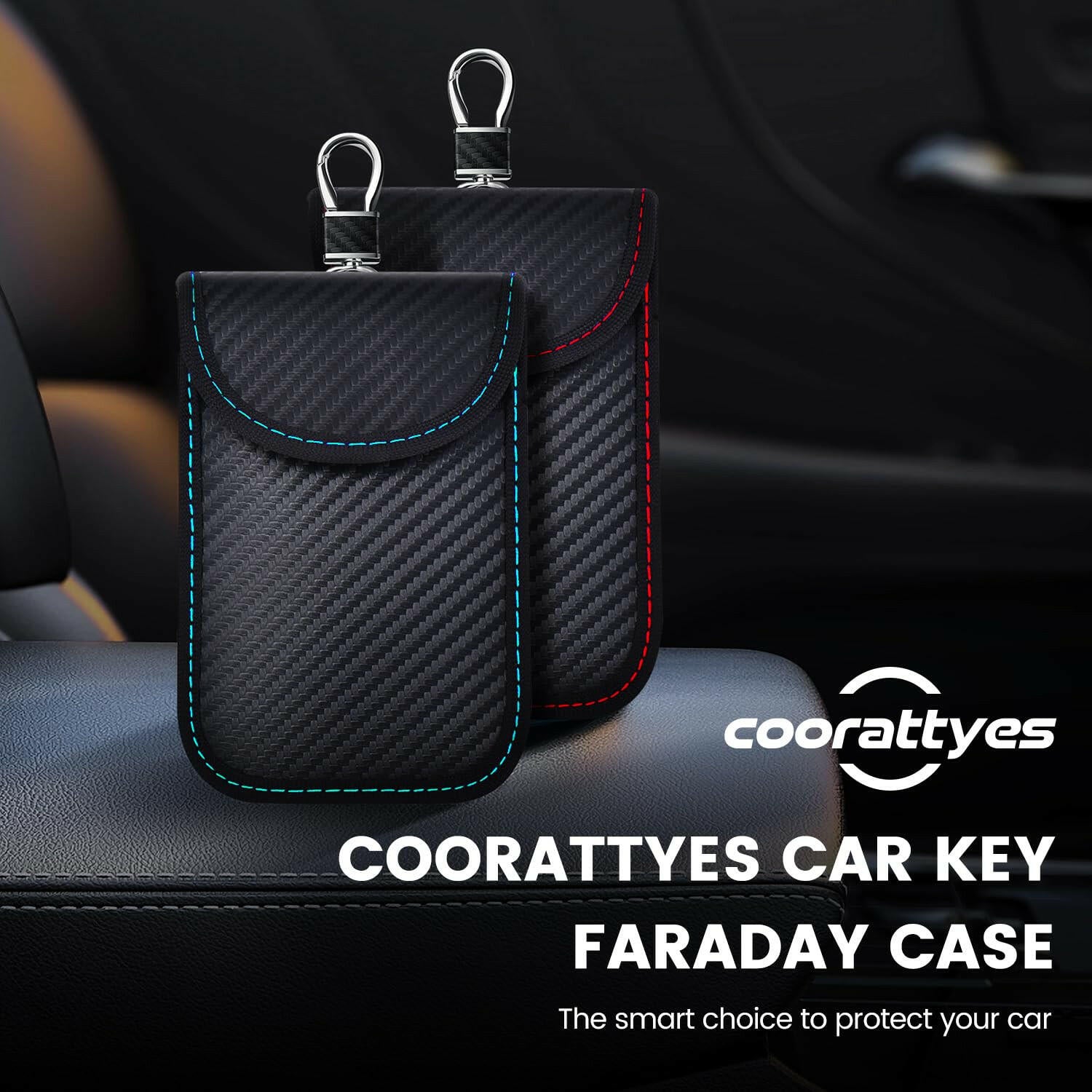 Premium car key protection case with RFID blocking technology for enhanced security and anti-theft measures.